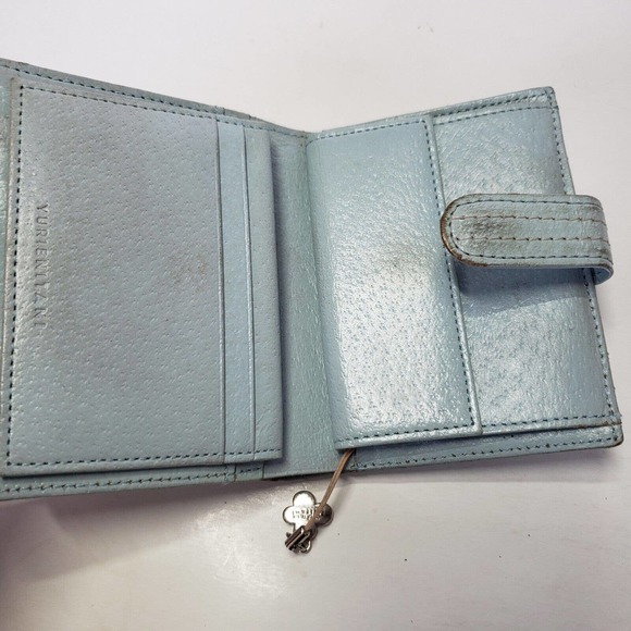 Yurie Nitani Wallet Designer Baby Light Blue Bifold Medium Card Holder Leather - Picture 5 of 11